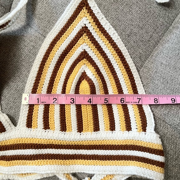 Windsor Striped Knit Halter Top Hippie Boho Size M - Picture 4 of 7